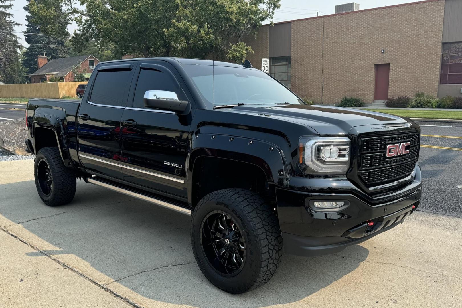 2018 Black /Black GMC Sierra 1500 Crew Cab Denali Denali (3GTU2PEJ7JG) with an V8 6.2 Liter engine, Automatic transmission, located at 2304 W. Main St., Boise, ID, 83702, (208) 342-7777, 43.622105, -116.218658 - New Tires! Clean Truck! Must See! - Photo#1