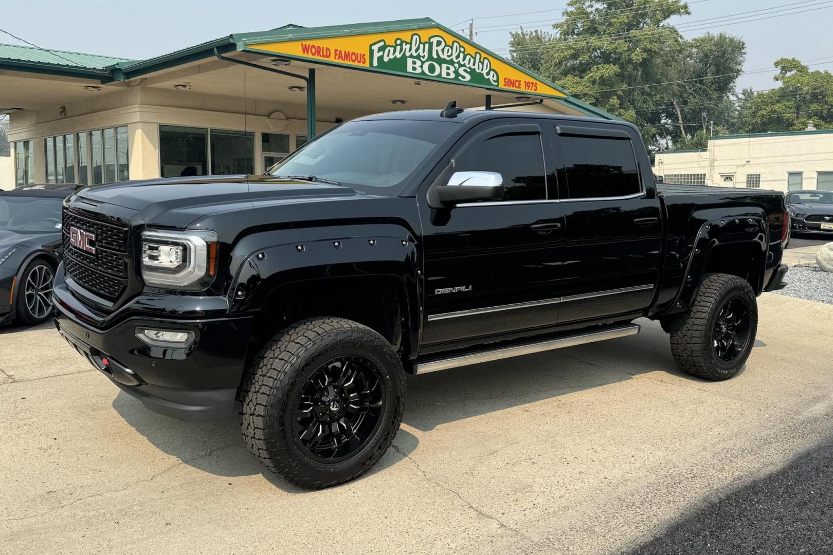 2018 Black /Black GMC Sierra 1500 Crew Cab Denali Denali (3GTU2PEJ7JG) with an V8 6.2 Liter engine, Automatic transmission, located at 2304 W. Main St., Boise, ID, 83702, (208) 342-7777, 43.622105, -116.218658 - New Tires! Clean Truck! Must See! - Photo#0