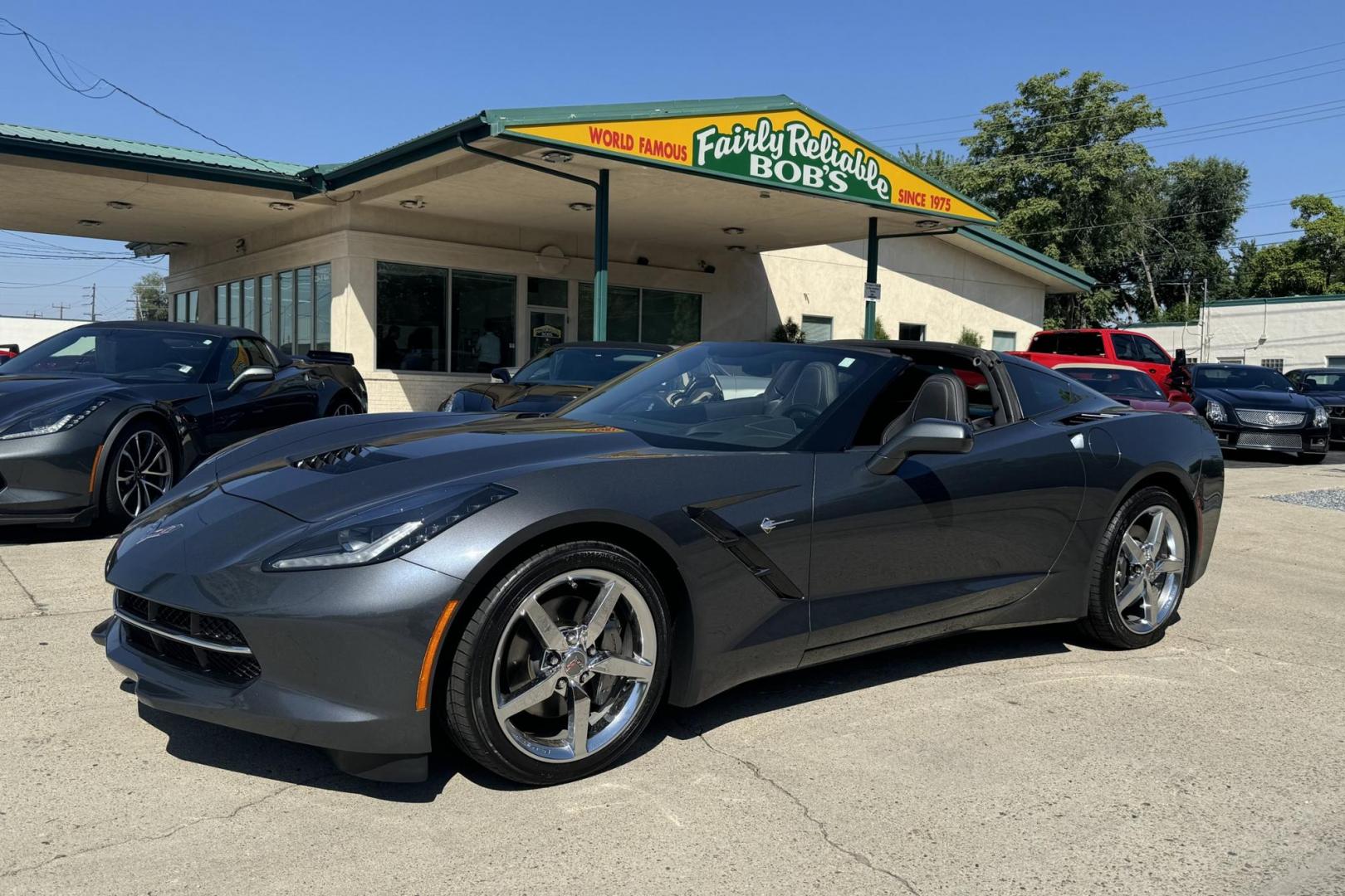 2014 Cyber Gray /Black Chevrolet Corvette Stingray 3LT Coupe (1G1YF2D70E5) with an V8 6.2 Liter engine, Automatic transmission, located at 2304 W. Main St., Boise, ID, 83702, (208) 342-7777, 43.622105, -116.218658 - Photo#0