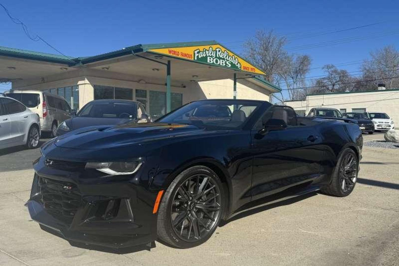 2022 Black /Black Chevrolet Camaro ZL1 Convertible (1G1FK3D67N0) with an V8 6.2 Liter Supercharged engine, Automatic transmission, located at 2304 W. Main St., Boise, ID, 83702, (208) 342-7777, 43.622105, -116.218658 - Too Many Options To List! 650 hp And 650 lb-ft of Torque! - Photo#0