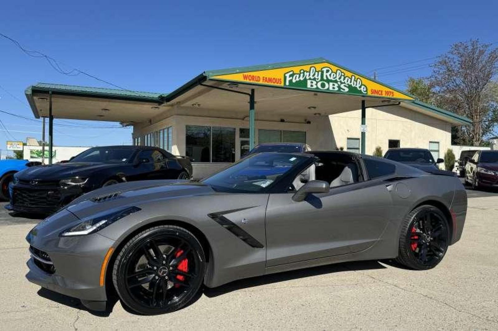 2015 Shark Grey /Gray Chevrolet Corvette Stingray Z51 3LT (1G1YM2D70F5) with an 6.2L (376 CI) V8 DI engine, Automatic 8 Speed transmission, located at 2304 W. Main St., Boise, ID, 83702, (208) 342-7777, 43.622105, -116.218658 - 2015 Chevrolet Corvette Stingray 3LT Z51! - Photo#0