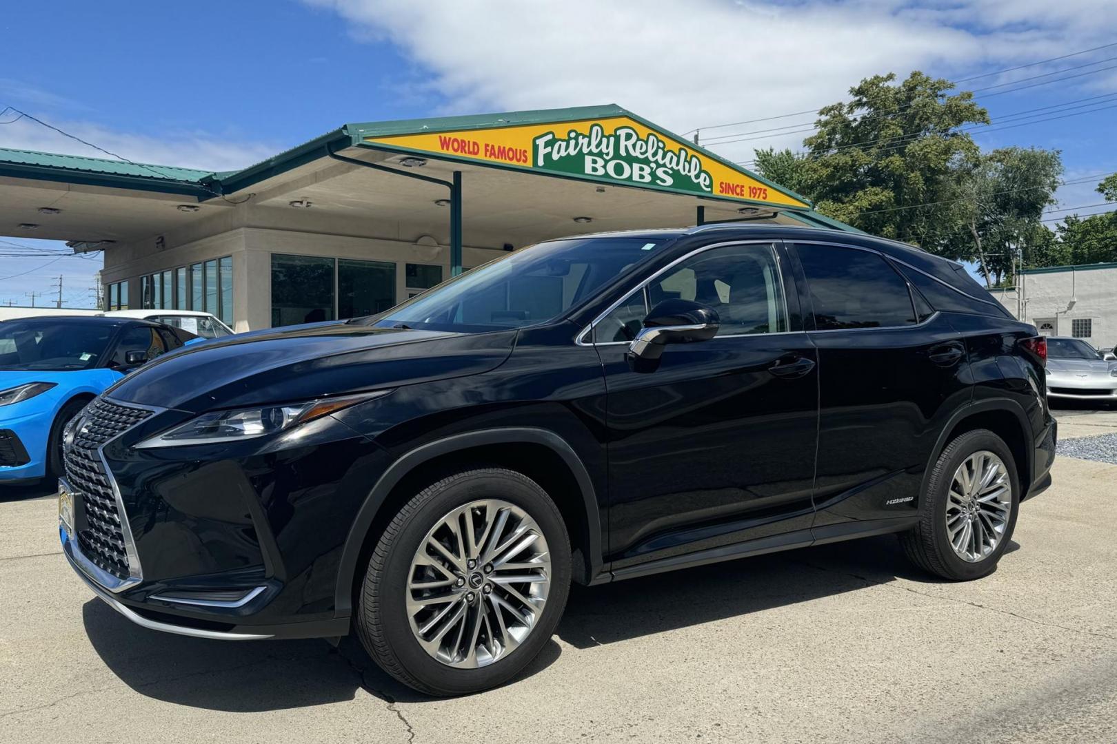 2021 Obsidian /Galvanized Light Shale Lexus RX 450h RX 450H (2T2JGMDA7MC) with an V6 3.5 Liter Hybrid engine, Electronically Controlled CVT transmission, located at 2304 W. Main St., Boise, ID, 83702, (208) 342-7777, 43.622105, -116.218658 - 2021 LEXUS - Photo#0