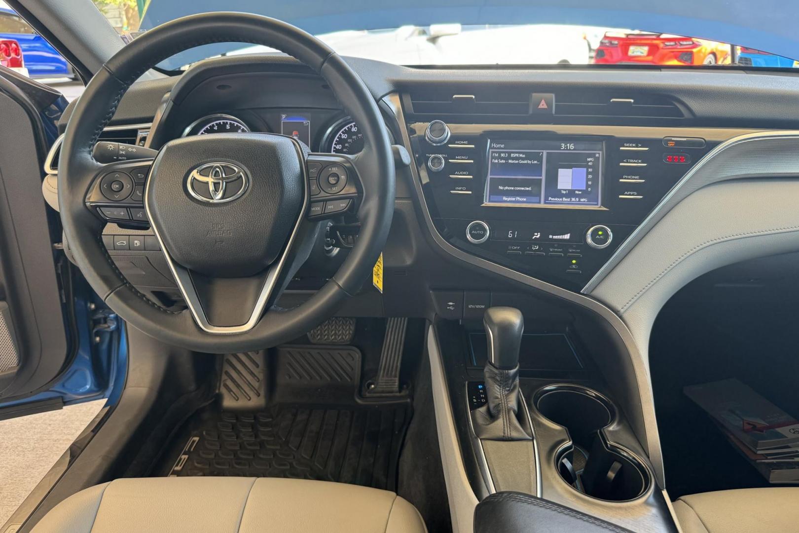 2018 Blue Streak Metallic /Gray Toyota Camry SE SE (4T1B11HK1JU) with an 4 Cyl 2.5 Liter engine, Automatic 8 Speed transmission, located at 2304 W. Main St., Boise, ID, 83702, (208) 342-7777, 43.622105, -116.218658 - Clean 2018 Toyota Camry In Blue Streak Metallic! New Tires Too! - Photo#12