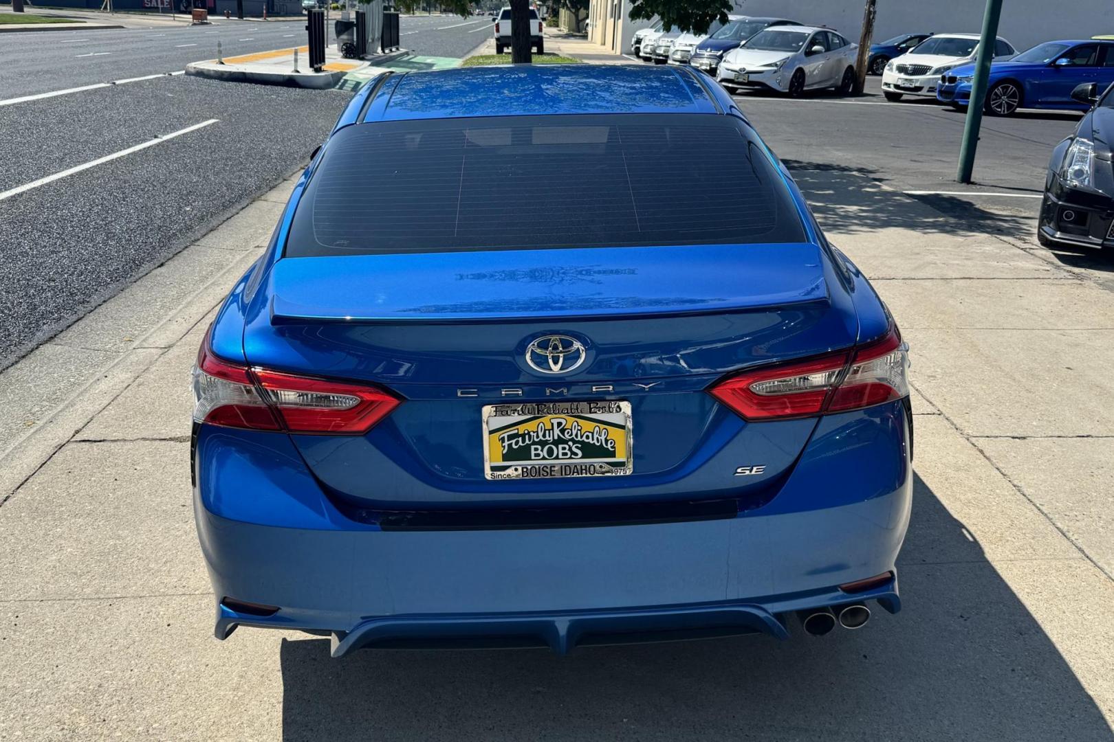 2018 Blue Streak Metallic /Gray Toyota Camry SE SE (4T1B11HK1JU) with an 4 Cyl 2.5 Liter engine, Automatic 8 Speed transmission, located at 2304 W. Main St., Boise, ID, 83702, (208) 342-7777, 43.622105, -116.218658 - Clean 2018 Toyota Camry In Blue Streak Metallic! New Tires Too! - Photo#1