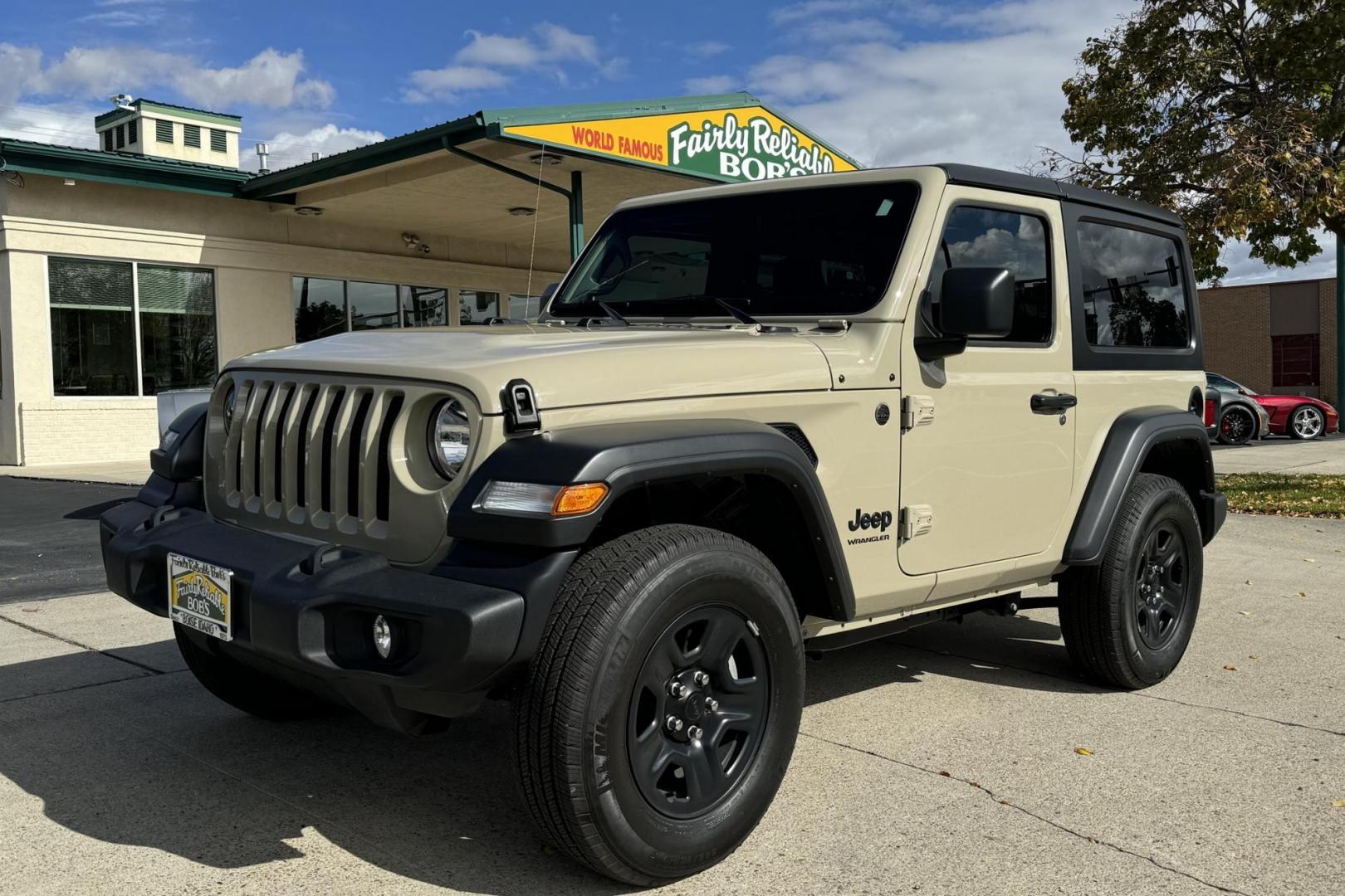 2022 Gobi /Black Jeep Wrangler Sport Sport (1C4GJXAN8NW) with an 4 Cyl 2.0 Liter Turbo engine, Automatic 8 Speed transmission, located at 2304 W. Main St., Boise, ID, 83702, (208) 342-7777, 43.622105, -116.218658 - Low Mileage, One Owner Idaho Jeep! - Photo#0