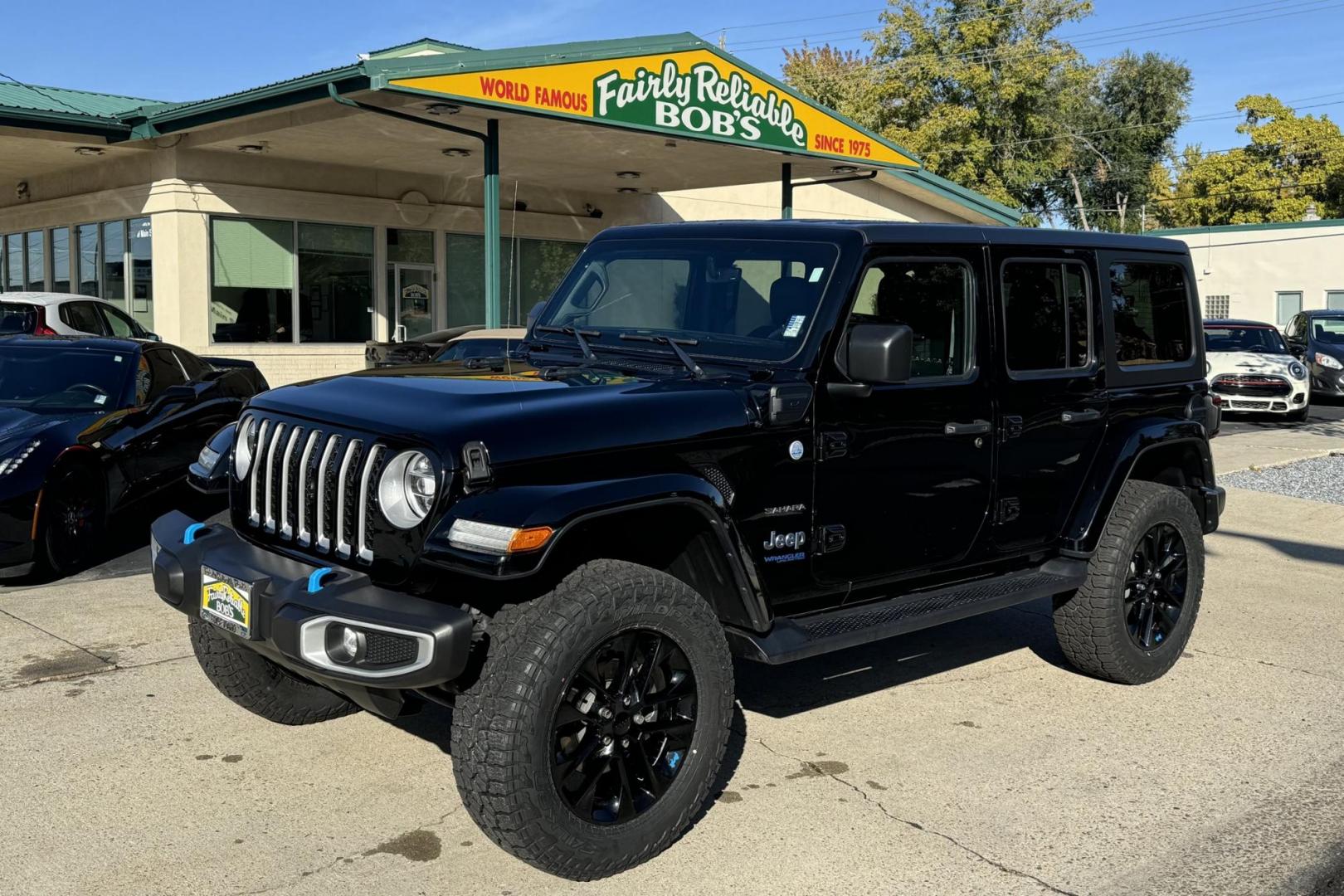 2022 Black /Black Jeep Wrangler 4XE Unlimited Sahara (1C4JJXP68NW) , Automatic 8 Speed transmission, located at 2304 W. Main St., Boise, ID, 83702, (208) 342-7777, 43.622105, -116.218658 - Photo#0