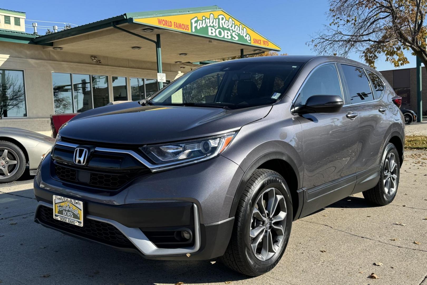 2022 Modern Steel Metallic /Black Honda CR-V EX-L (2HKRW2H87NH) with an 4 Cyl 1.5 Liter Turbo engine, Automatic transmission, located at 2304 W. Main St., Boise, ID, 83702, (208) 342-7777, 43.622105, -116.218658 - Photo#0