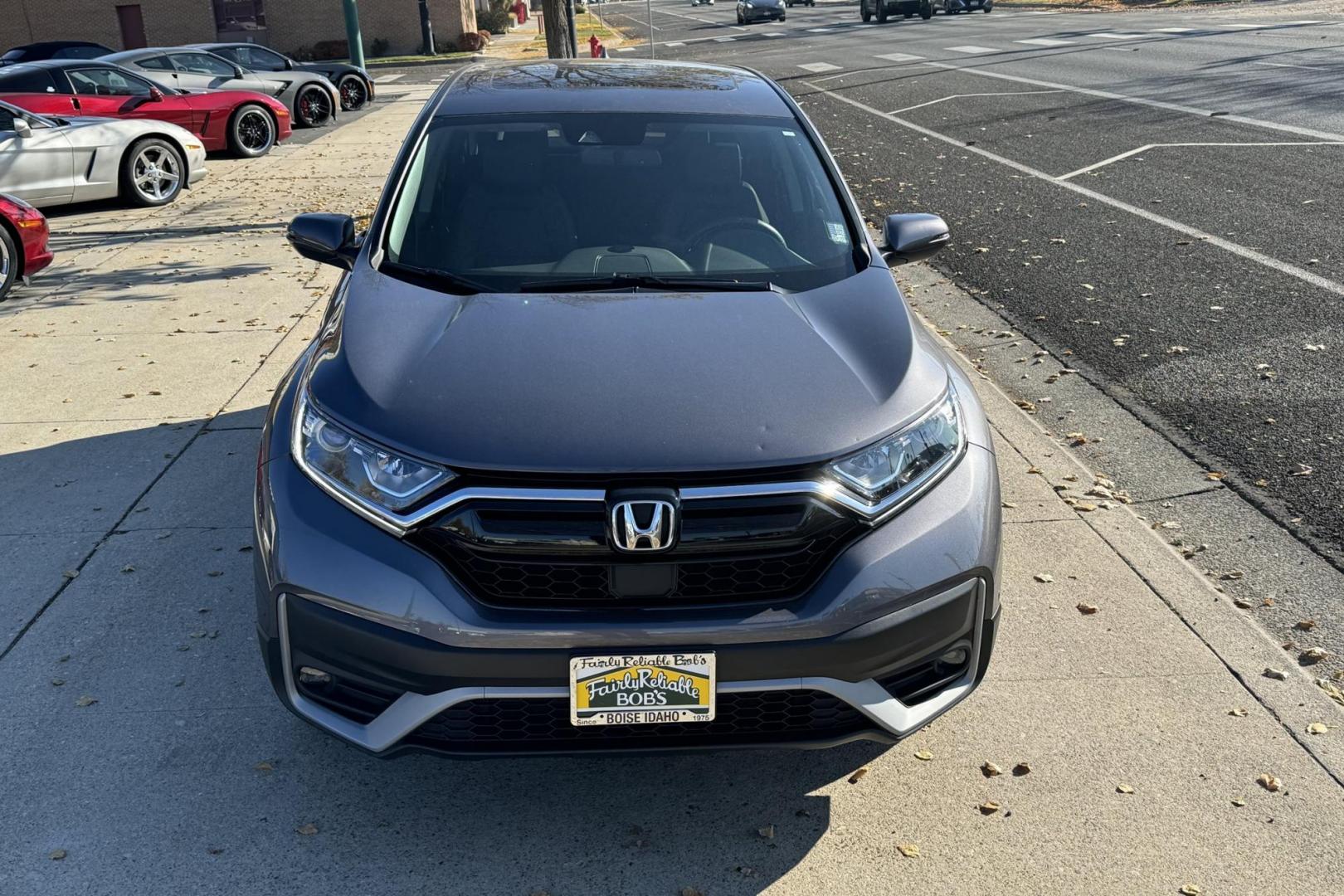 2022 Modern Steel Metallic /Black Honda CR-V EX-L (2HKRW2H87NH) with an 4 Cyl 1.5 Liter Turbo engine, Automatic transmission, located at 2304 W. Main St., Boise, ID, 83702, (208) 342-7777, 43.622105, -116.218658 - Photo#1