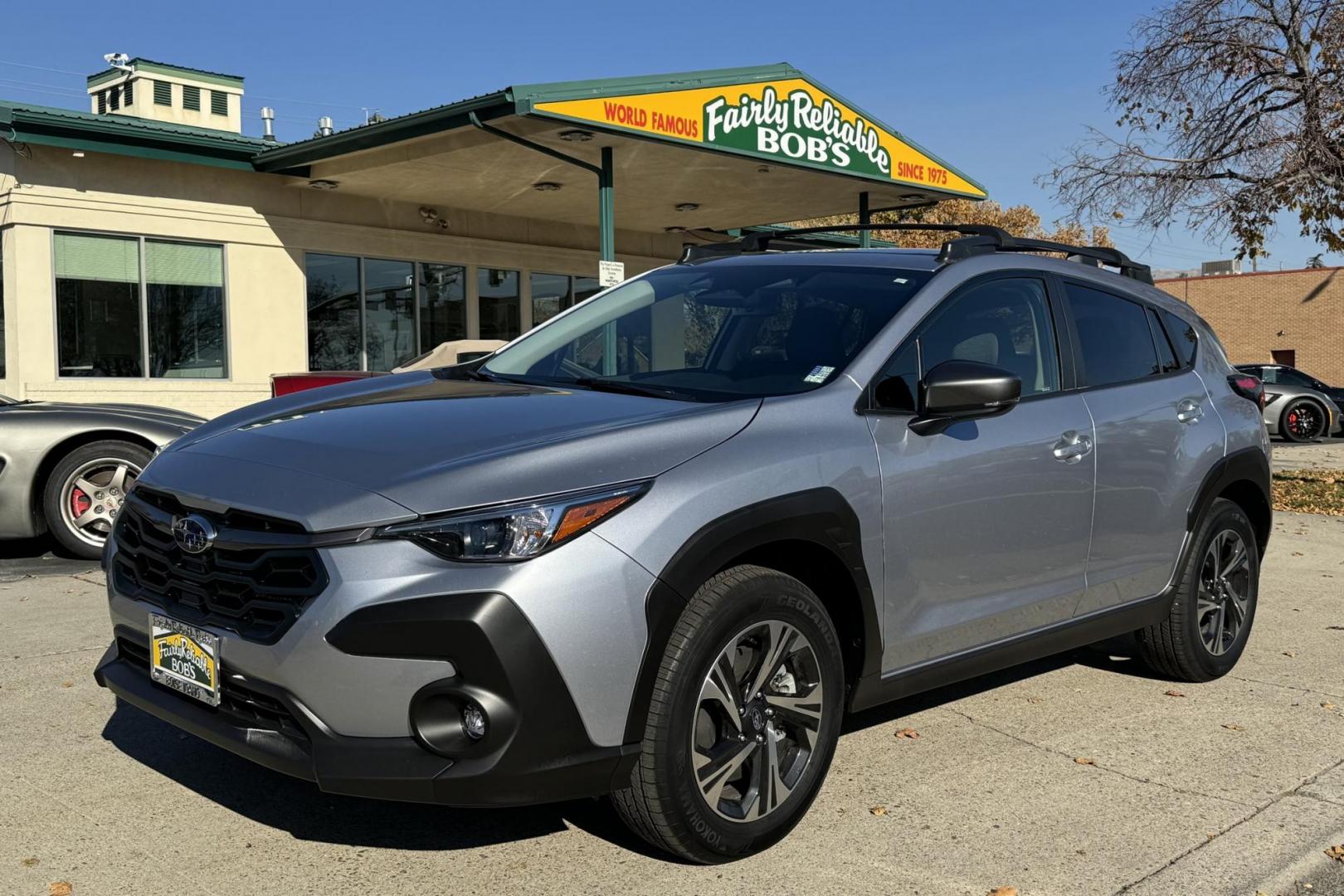 2024 Ice Silver Metallic /Black Subaru Crosstrek Premium (JF2GUADCXR8) with an H4 2.0 Liter engine, Automatic transmission, located at 2304 W. Main St., Boise, ID, 83702, (208) 342-7777, 43.622105, -116.218658 - A Lot Of Remaining Factory Warranty! Clean Car! - Photo#0