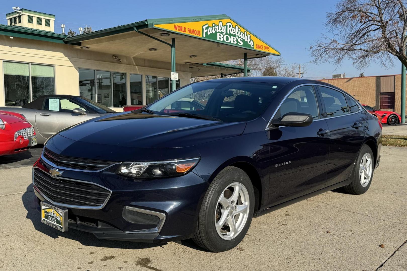 2016 Blue /Black Chevrolet Malibu LS (1G1ZC5ST5GF) with an 4 Cyl 1.5 Liter Turbo engine, Automatic 6 Speed transmission, located at 2304 W. Main St., Boise, ID, 83702, (208) 342-7777, 43.622105, -116.218658 - Great Fuel Economy! New Tires Too! - Photo#0