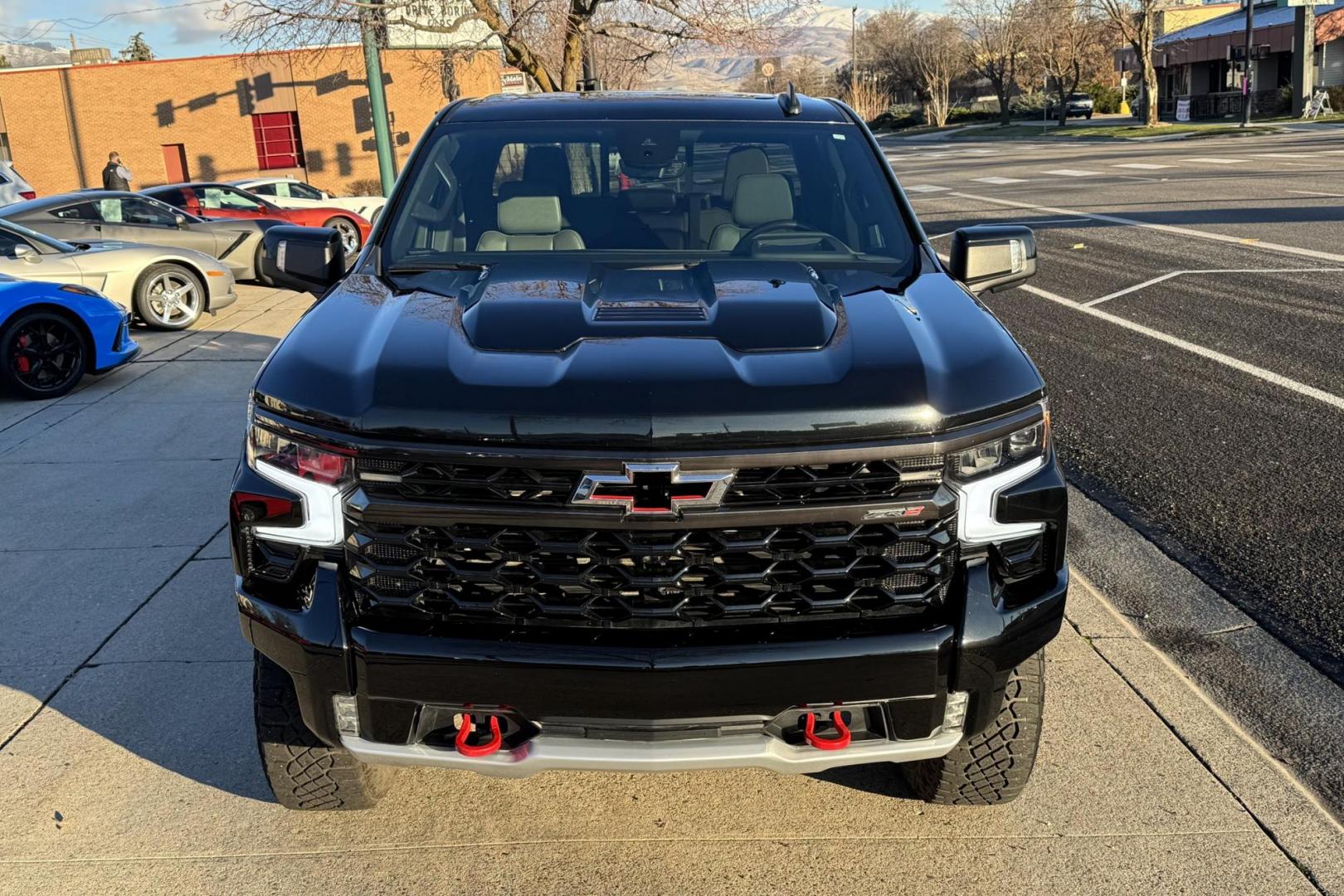 2022 Black /Jet Black/Graystone Chevrolet Silverado 1500 ZR2 (3GCUDHEL3NG) with an V8 6.2 Liter engine, Automatic 10 Speed transmission, located at 2304 W. Main St., Boise, ID, 83702, (208) 342-7777, 43.622105, -116.218658 - Wicked Looking Truck! - Photo#3