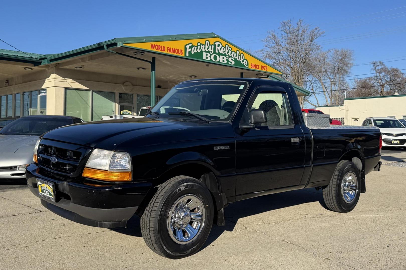 2000 Black /Gray Ford Ranger XL (1FTYR10C1YP) with an 4 Cyl 2.5 Liter engine, 5 Speed Manual transmission, located at 2304 W. Main St., Boise, ID, 83702, (208) 342-7777, 43.622105, -116.218658 - Manual Transmission, 2 wheel Drive! Great Yard Work Truck! - Photo#0