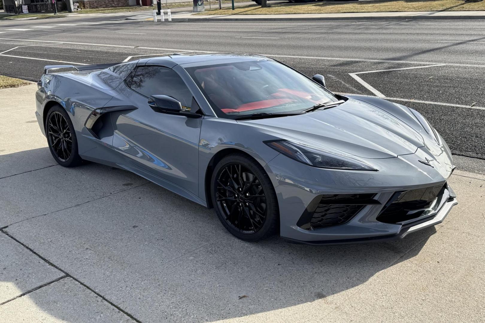 2024 Sea Wolf Gray Metallic /Adrenaline Red Chevrolet Corvette Stingray 3LT Z51 (1G1YC3D40R5) with an V8 6.2 Liter engine, Automatic 8 Speed transmission, located at 2304 W. Main St., Boise, ID, 83702, (208) 342-7777, 43.622105, -116.218658 - Remaining Factory Warranty! Stunning Car With Only 3,700 Miles! - Photo#25