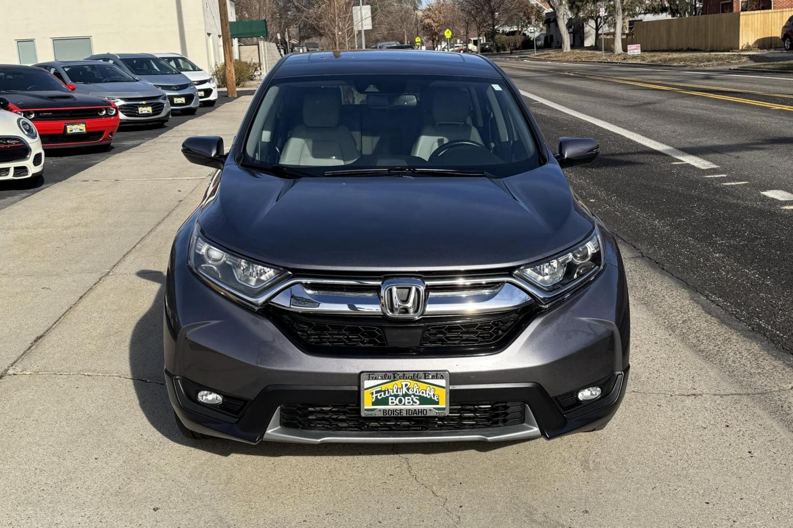 2018 Modern Steel Metallic /Light Gray Honda CR-V EX-L (7FARW1H82JE) with an 4 Cyl 1.5 Liter Turbo engine, Automatic transmission, located at 2304 W. Main St., Boise, ID, 83702, (208) 342-7777, 43.622105, -116.218658 - Photo#3