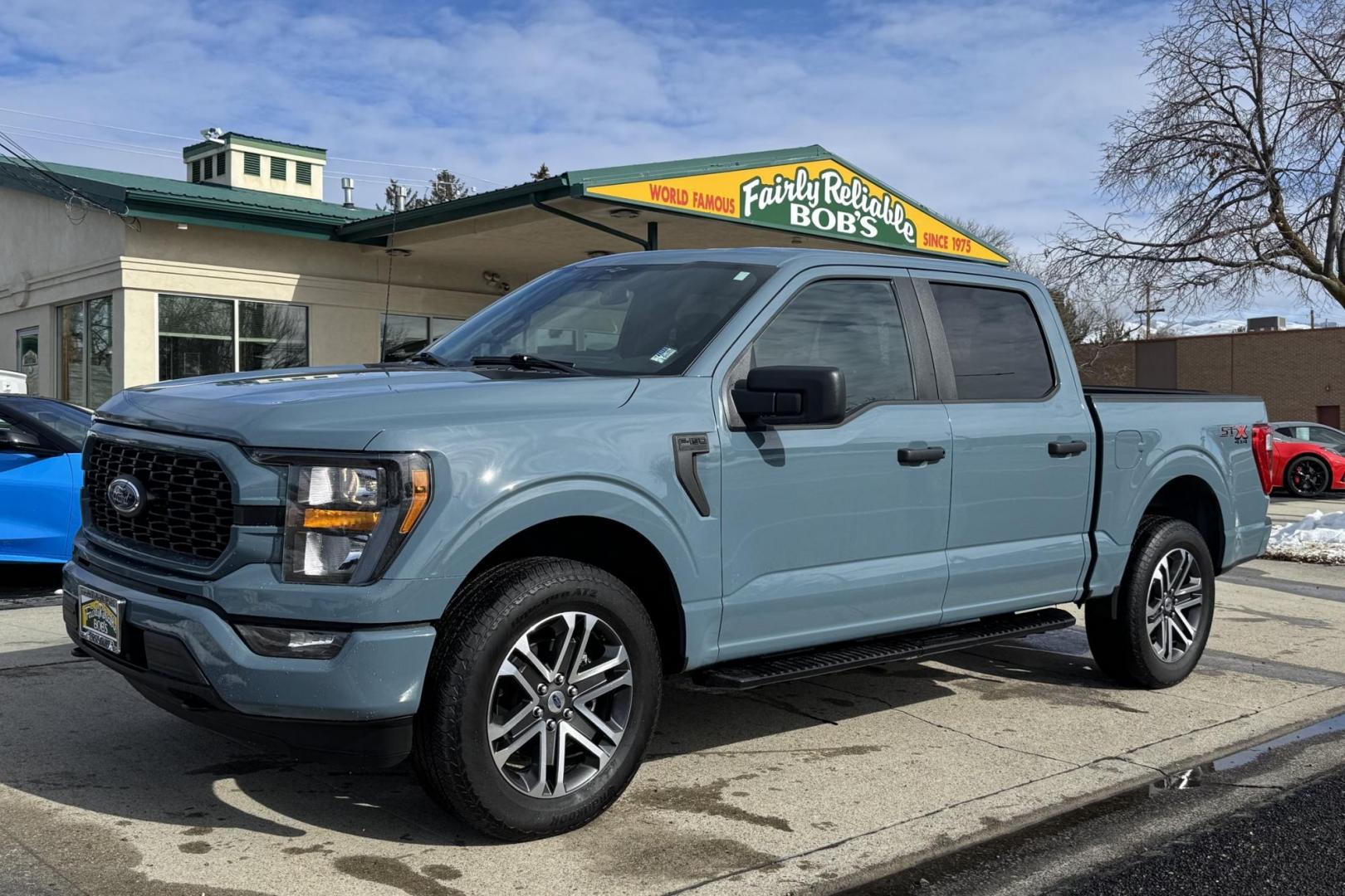 2023 Area 51 Blue /Black Ford F-150 XL STX (1FTEW1EPXPK) with an V6 2.7 Liter Twin Turbo engine, Automatic 10 Speed transmission, located at 2304 W. Main St., Boise, ID, 83702, (208) 342-7777, 43.622105, -116.218658 - Remaining Factory Warranty! Clean! - Photo#0