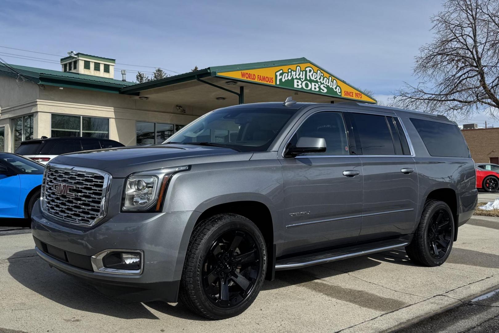 2020 Satin Steel Metallic /Jet Black GMC Yukon XL Denali (1GKS2HKJ2LR) with an V8 6.2 Liter engine, Automatic 10 Speed transmission, located at 2304 W. Main St., Boise, ID, 83702, (208) 342-7777, 43.622105, -116.218658 - Entertainment System! Room For 7! Smooth Ride! - Photo#0