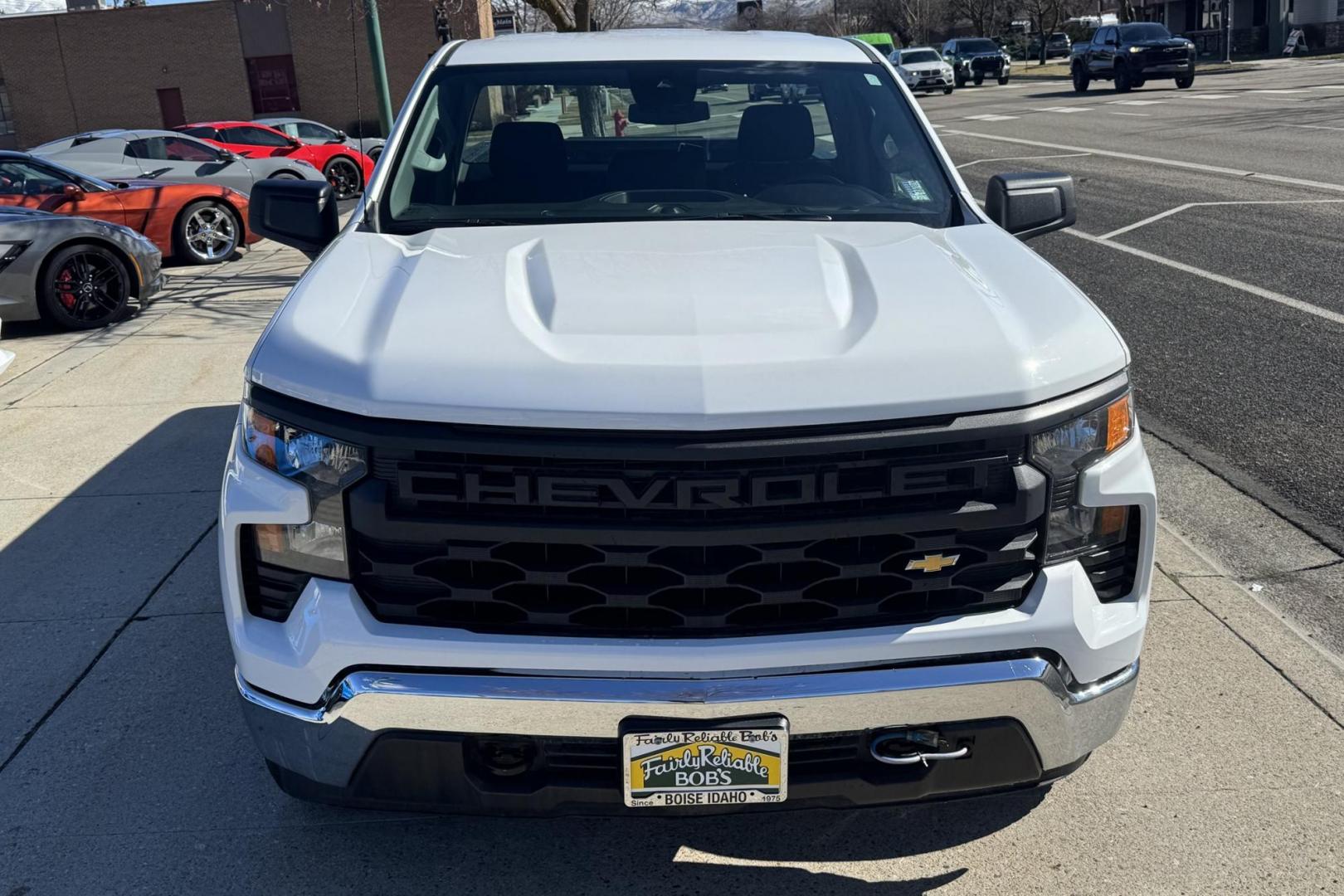 2023 Summit White /Black Chevrolet Silverado 1500 (3GCNDAED6PG) with an V8 5.3 Liter engine, Automatic 10 Speed transmission, located at 2304 W. Main St., Boise, ID, 83702, (208) 342-7777, 43.622105, -116.218658 - Remaining Factory Warranty! - Photo#3